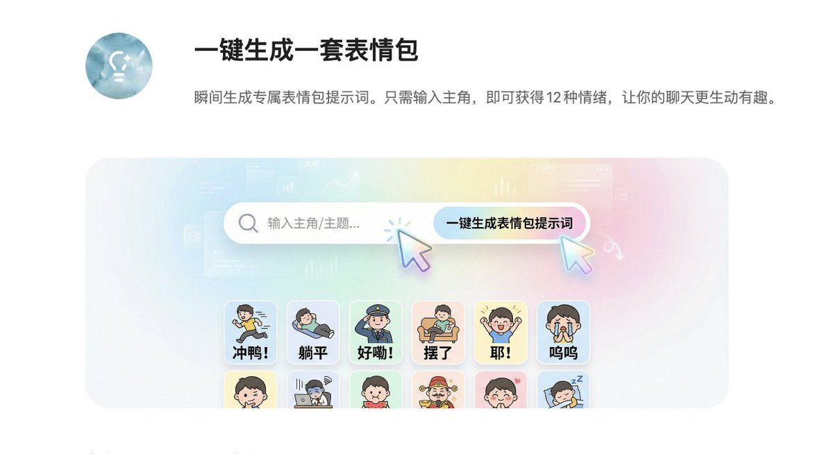 12 格贴纸/表情符号网格生成提示