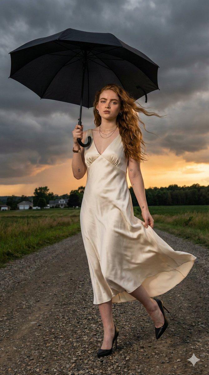 Sadie Sink 电影感暴风雨日落肖像