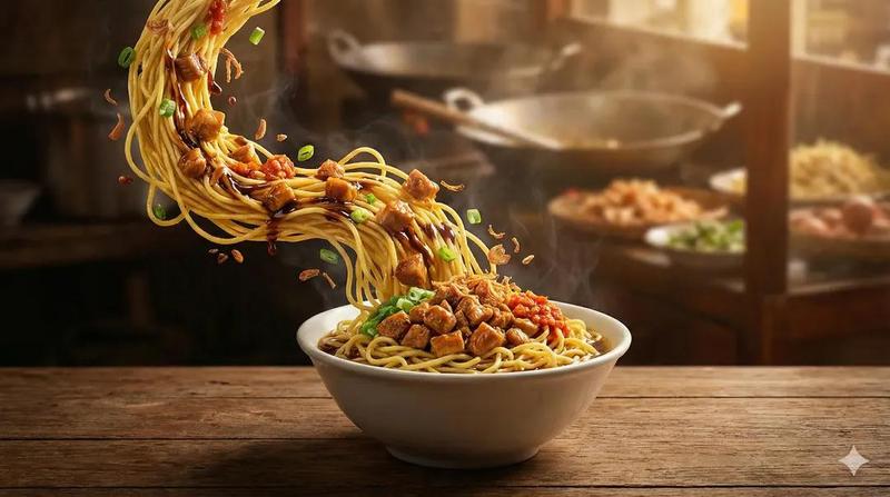 超逼真电影感面条美食摄影