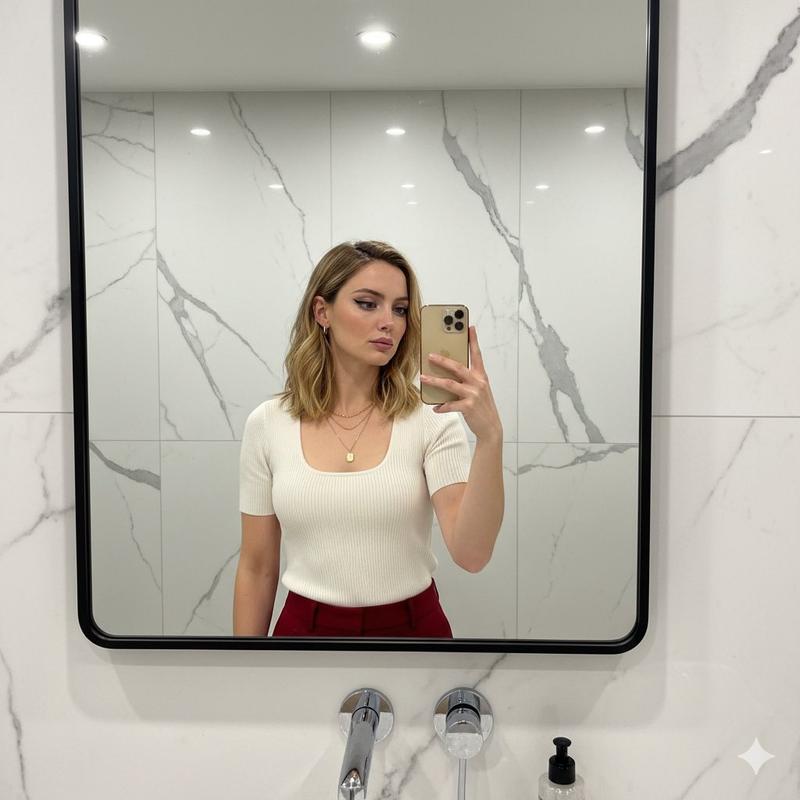 Sydney Sweeney 现代浴室自拍提示