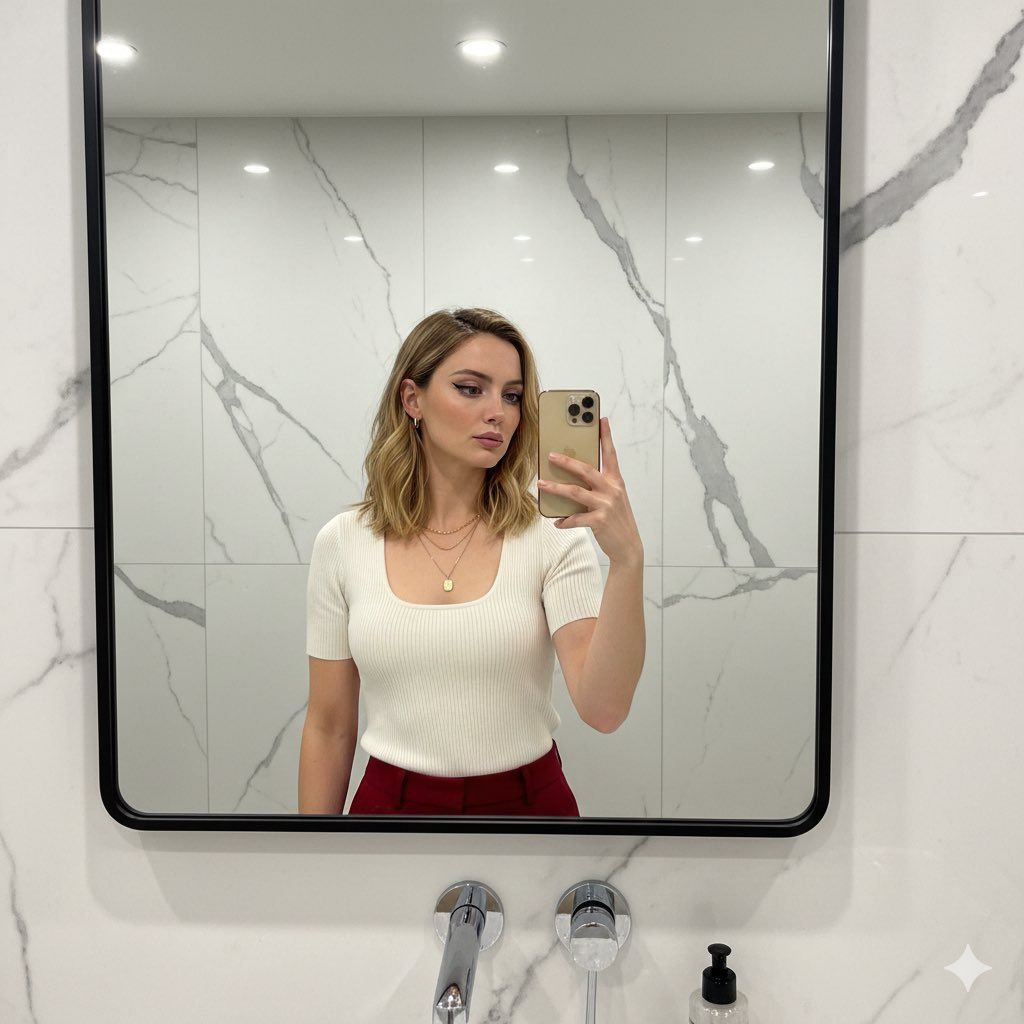 Sydney Sweeney 现代浴室自拍提示