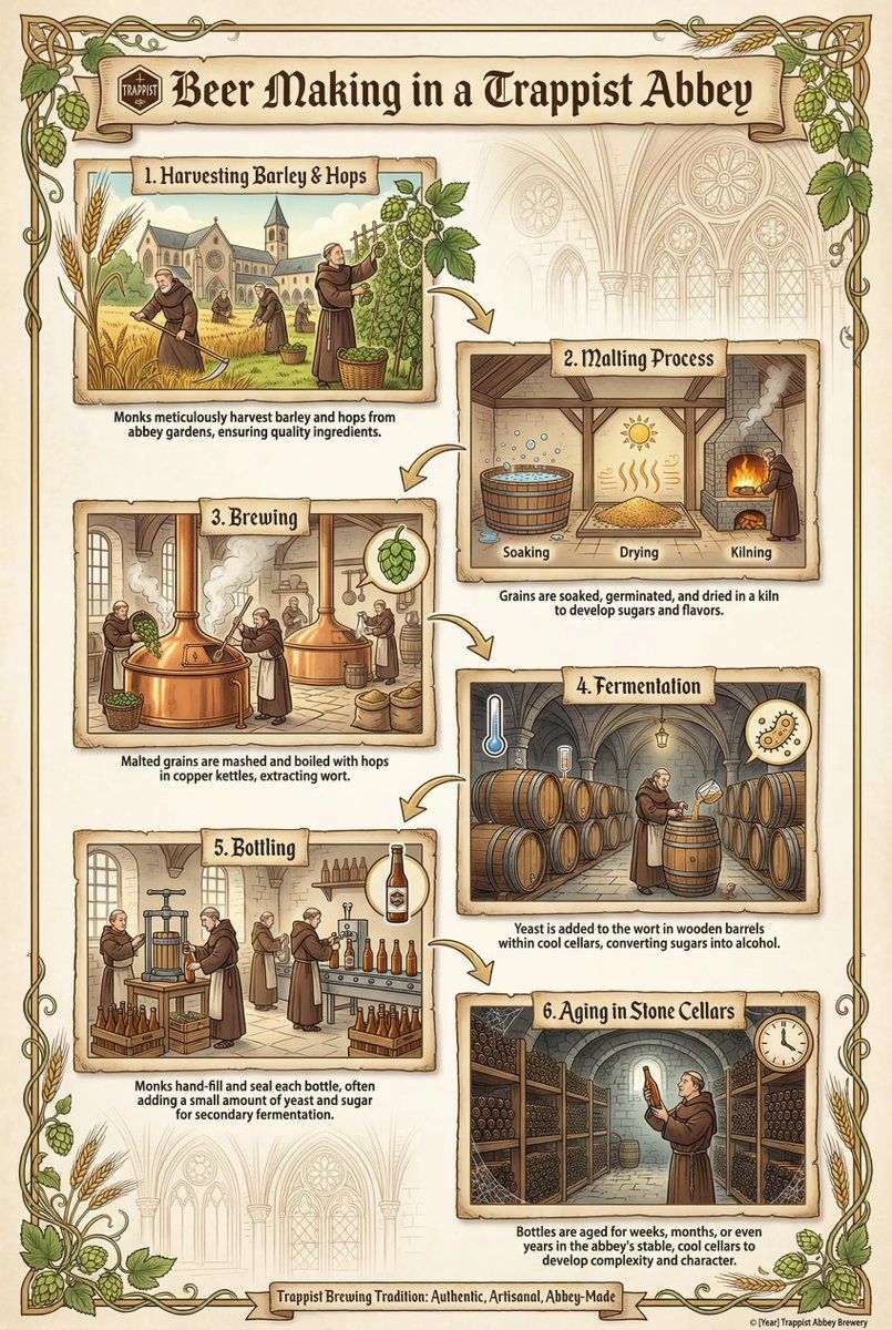 Trappist 修道院啤酒酿造信息图