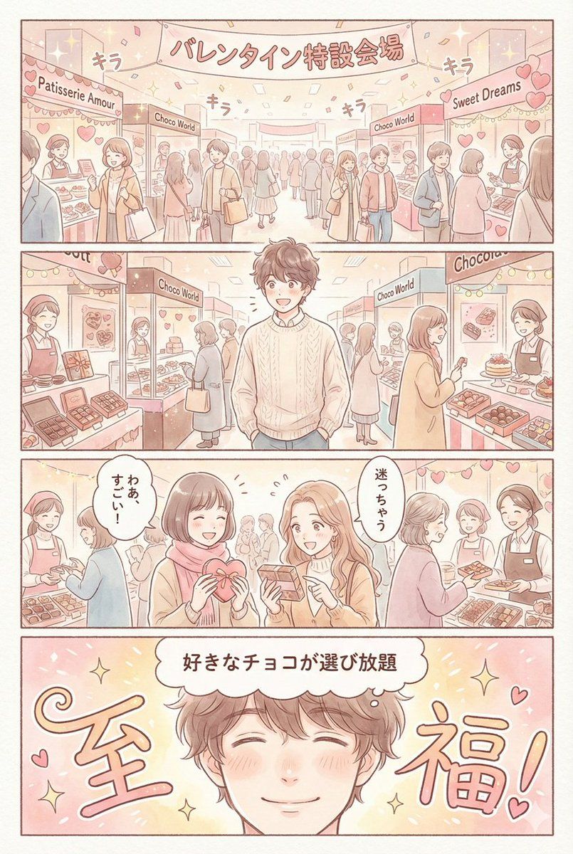 情人节巧克力购物漫画分镜生成