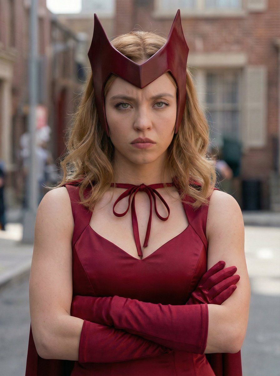 西德尼·斯威尼 (Sydney Sweeney) 饰演旺达·马克西莫夫 (Wanda Maximoff) 的电影肖像