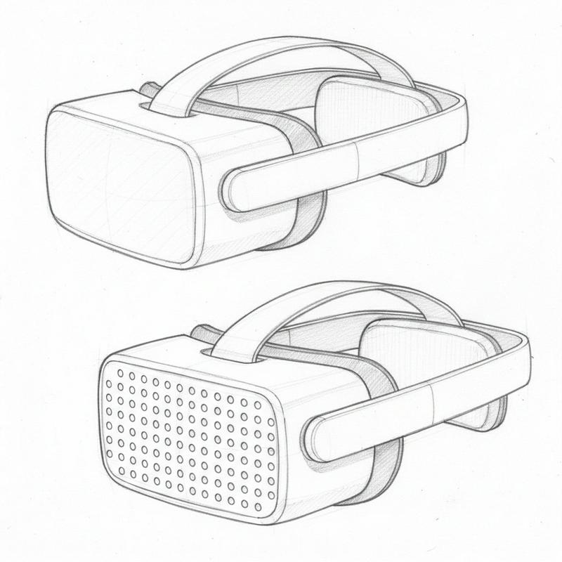 Dieter Rams 风格 VR 头戴设备草图