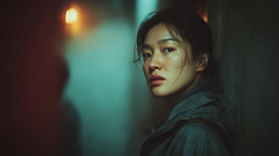 东亚女性电影感落日肖像
