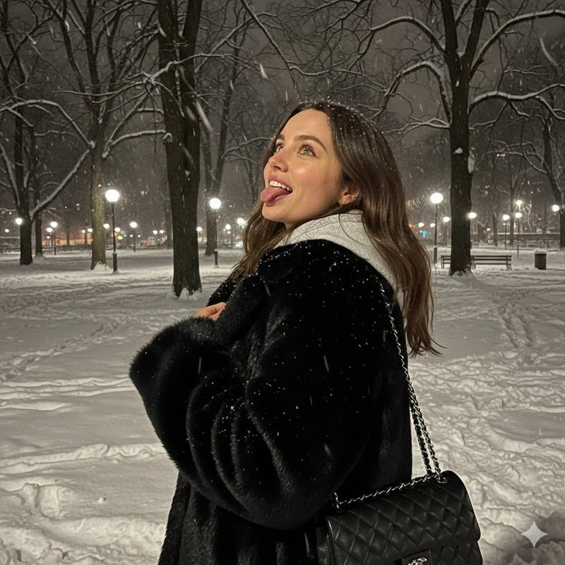 Ana de Armas 冬日温馨肖像提示词