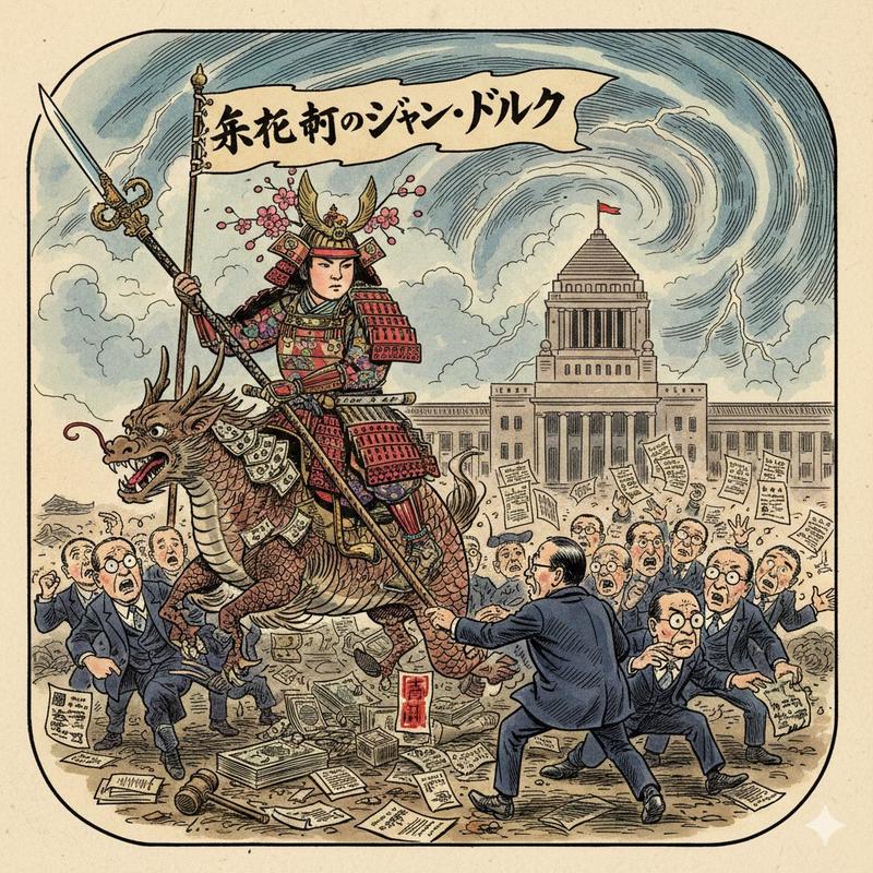 Nano Banana Pro 的图像生成提示：永田町圣女贞德的漫画肖像