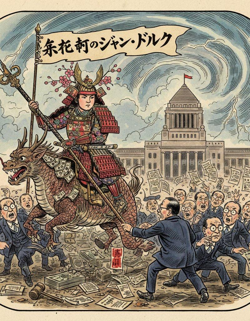 Nano Banana Pro 的图像生成提示:永田町圣女贞德的漫画肖像