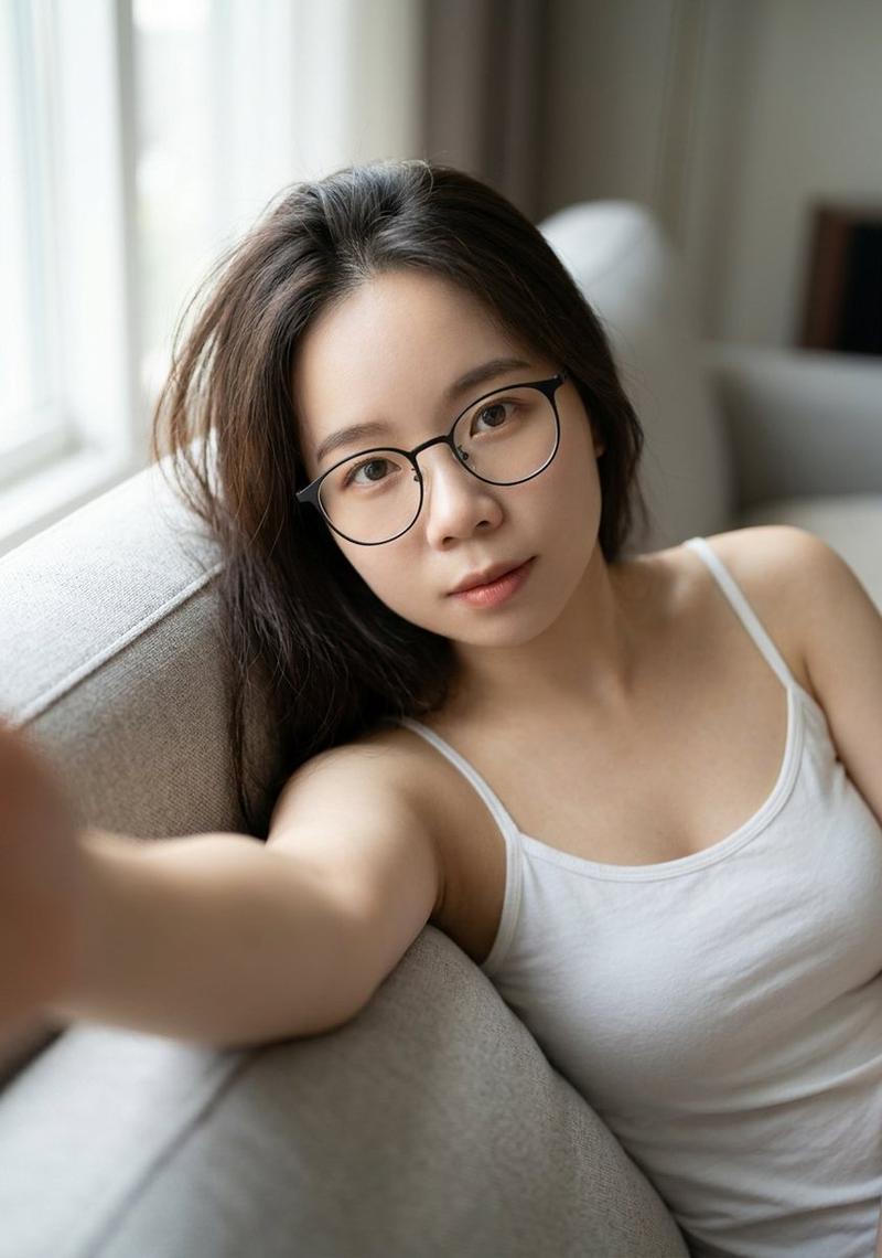 沙发上女性的亲密肖像