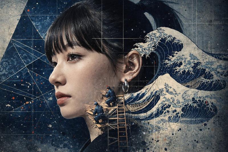 浮世绘与工业融合的写实肖像