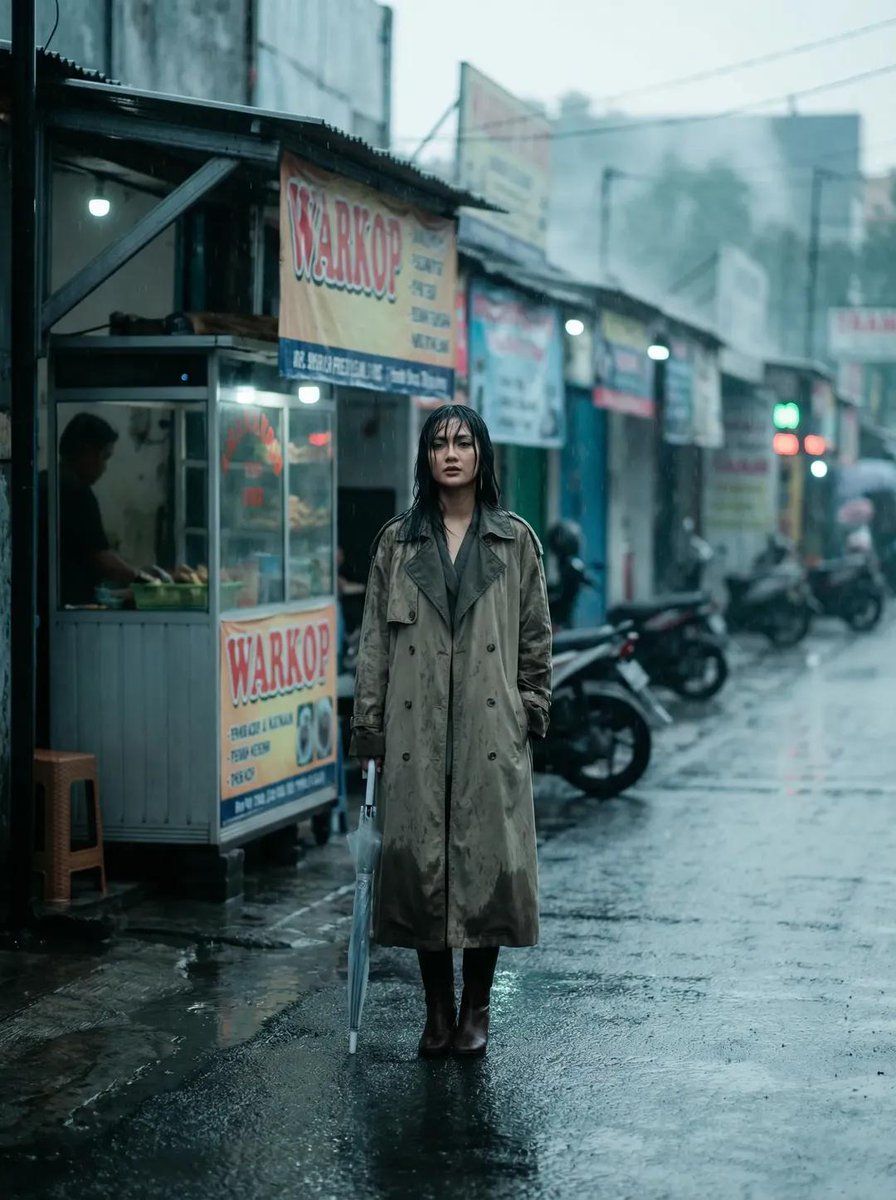 印尼雨季路边摊时尚大片提示
