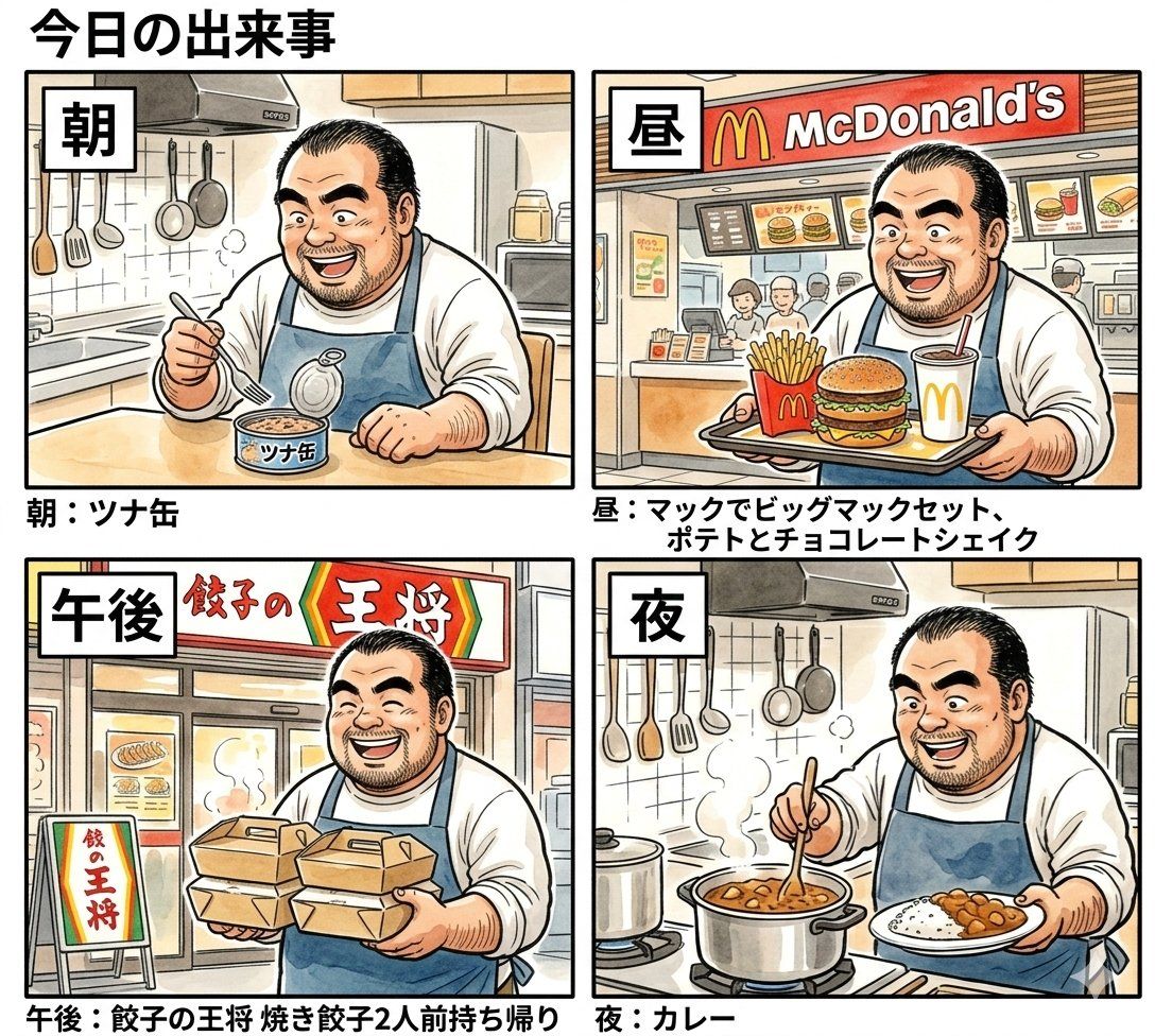 四格漫画提示：一日三餐