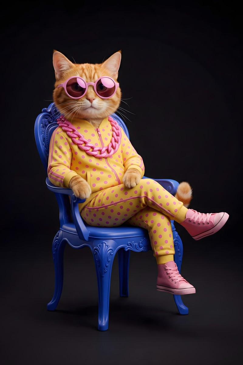 穿着运动服的时尚拟人猫
