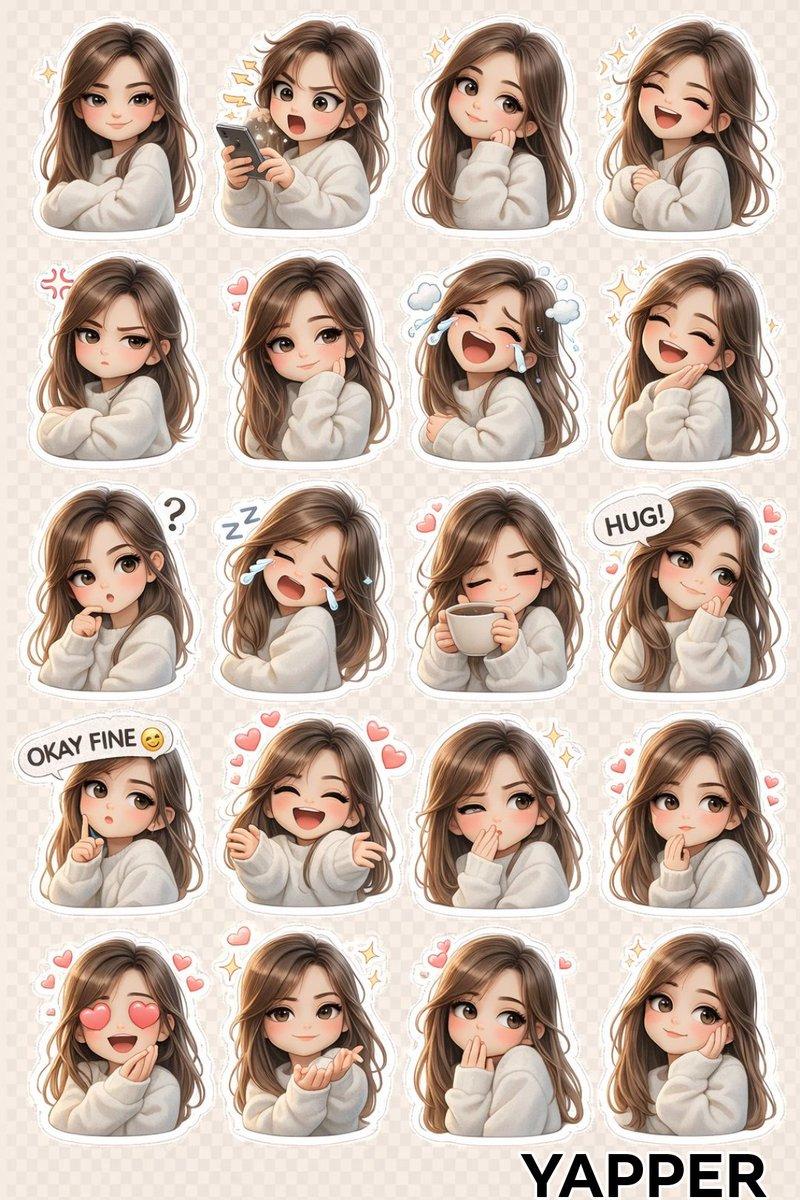 萌系动漫女孩贴纸包