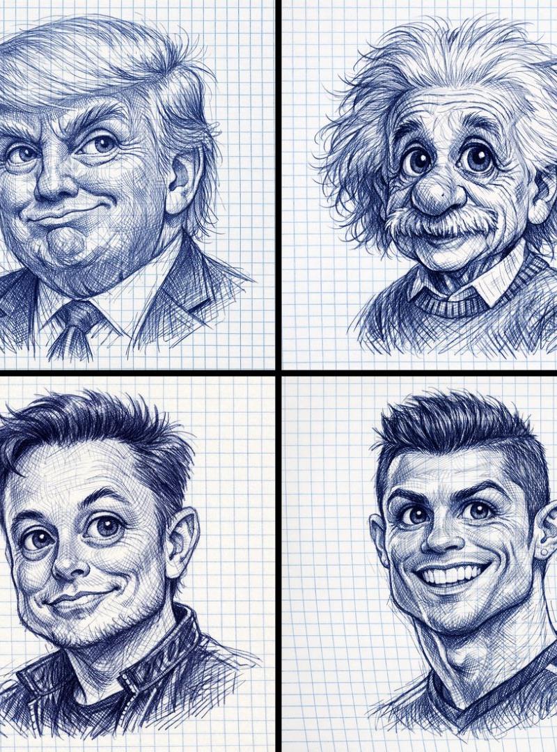 Ballpoint pen caricature: GPT Image 2 prompt