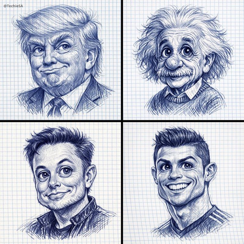 Ballpoint pen caricature: GPT Image 2 prompt