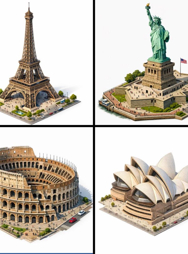 Isometric 3D landmark render: GPT Image 2 prompt