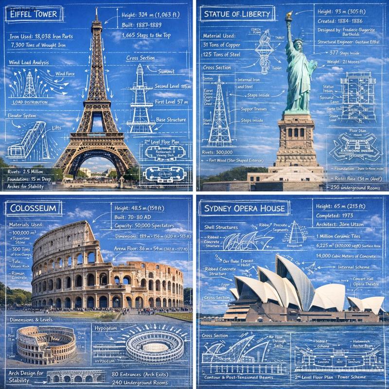 Blueprint landmark infographic: GPT Image 2 prompt