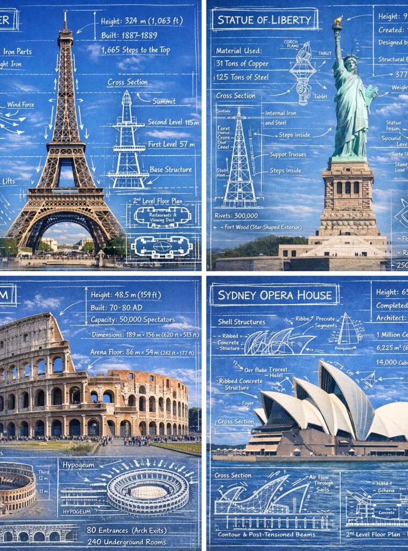 Blueprint landmark infographic: GPT Image 2 prompt