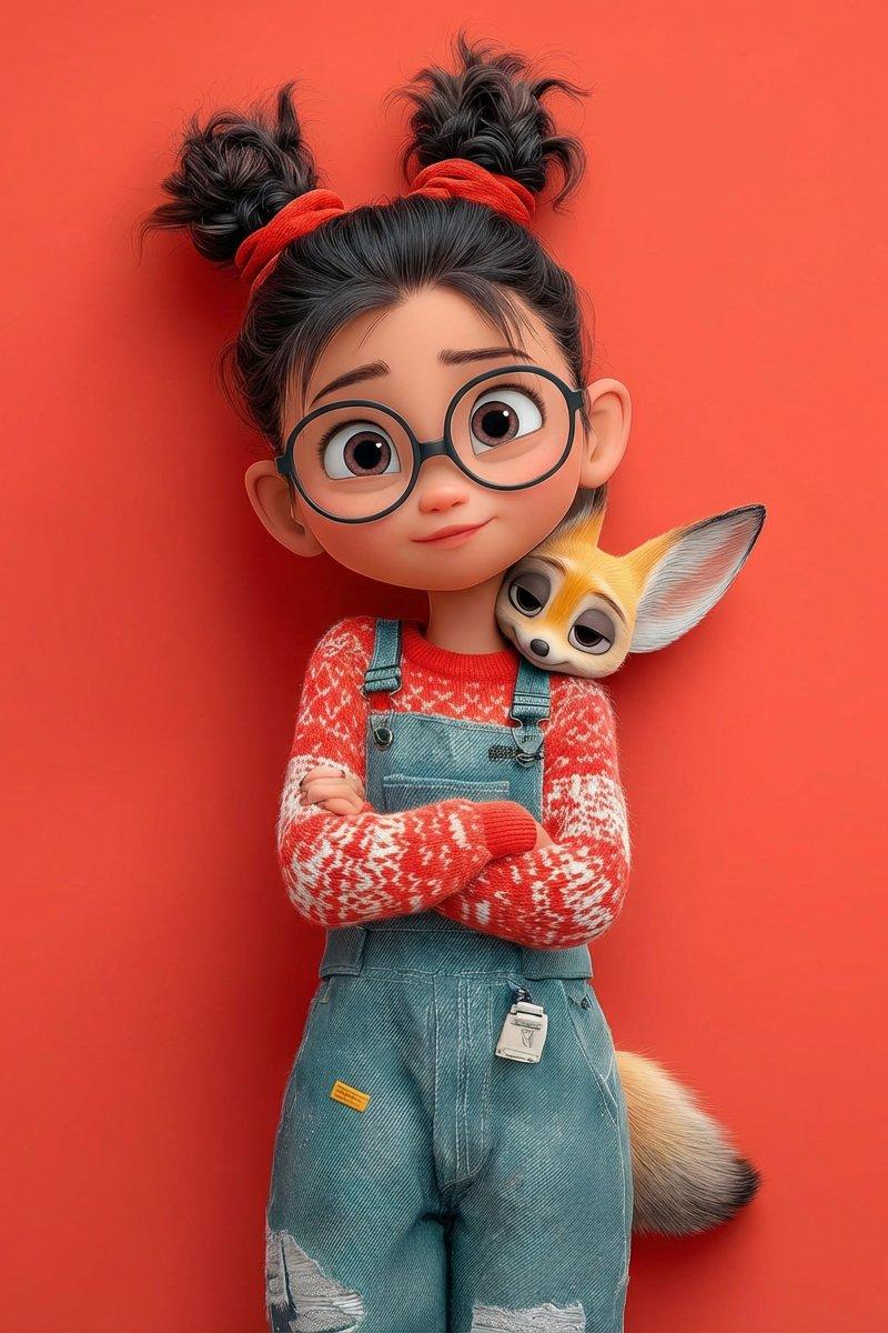 Pixar girl with fennec fox: GPT Image 2 prompt