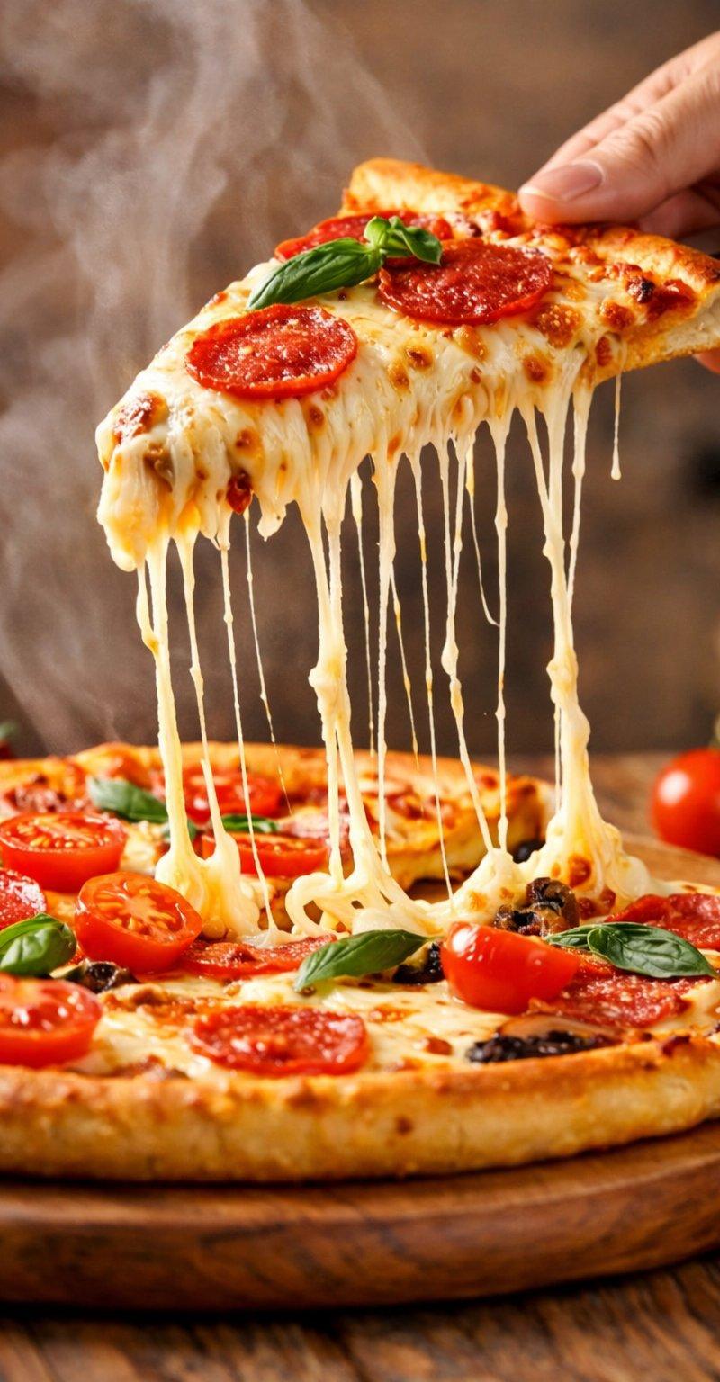 Pizza cheese pull macro shot: GPT Image 2 prompt