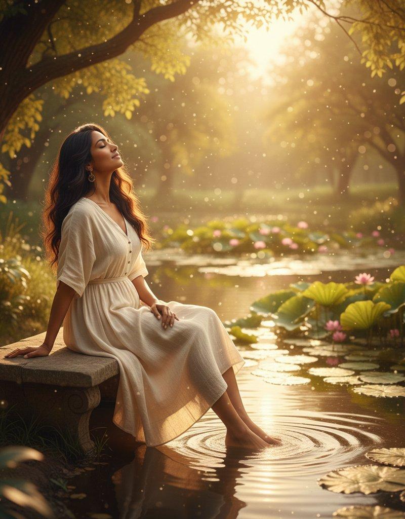 Pond linen dress portrait: GPT Image 2 prompt
