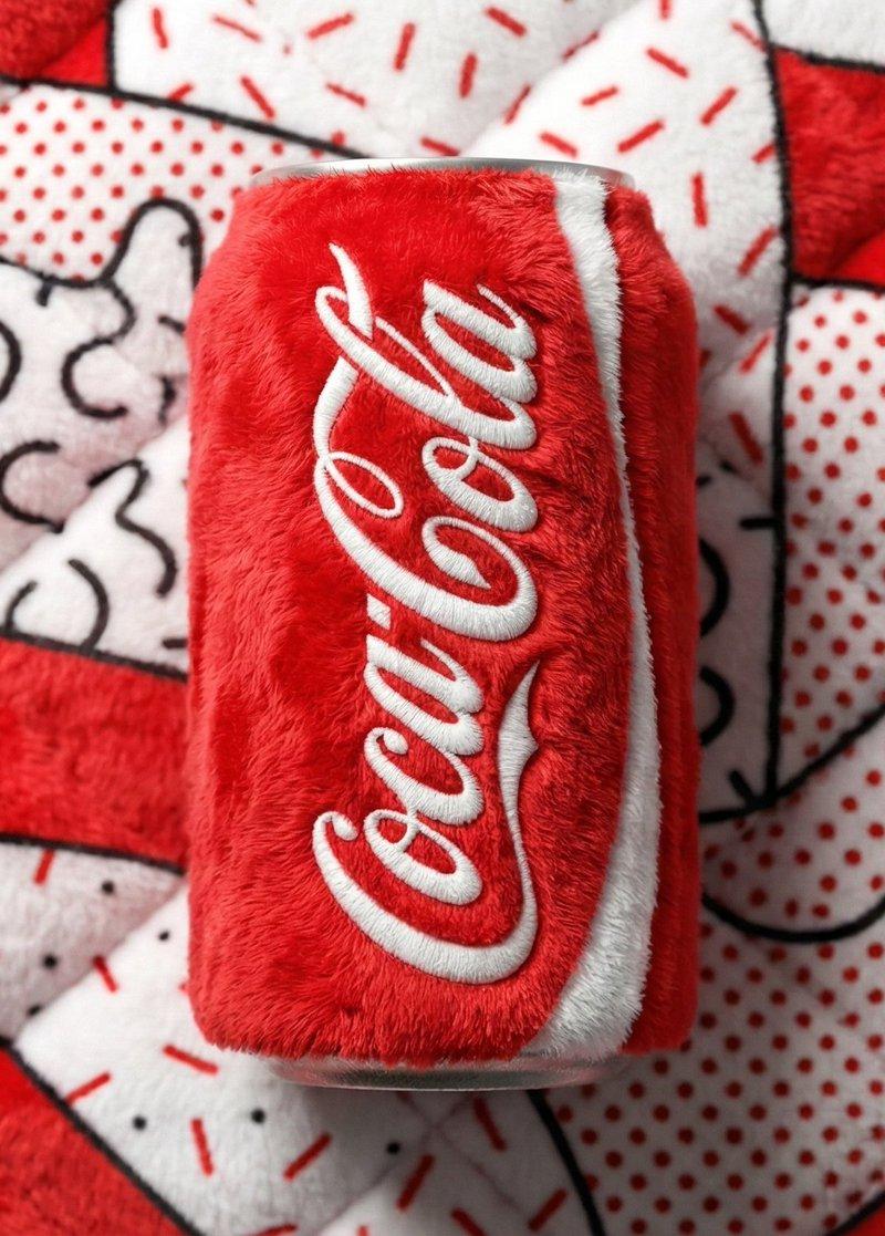Plush fabric beverage can ad: GPT Image 2 prompt