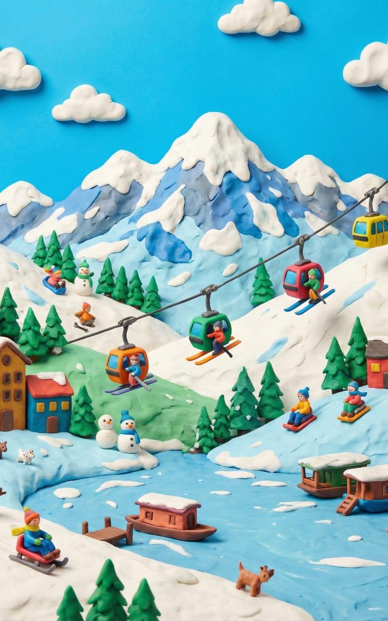 Clay miniature snowfall scene: GPT Image 2 prompt