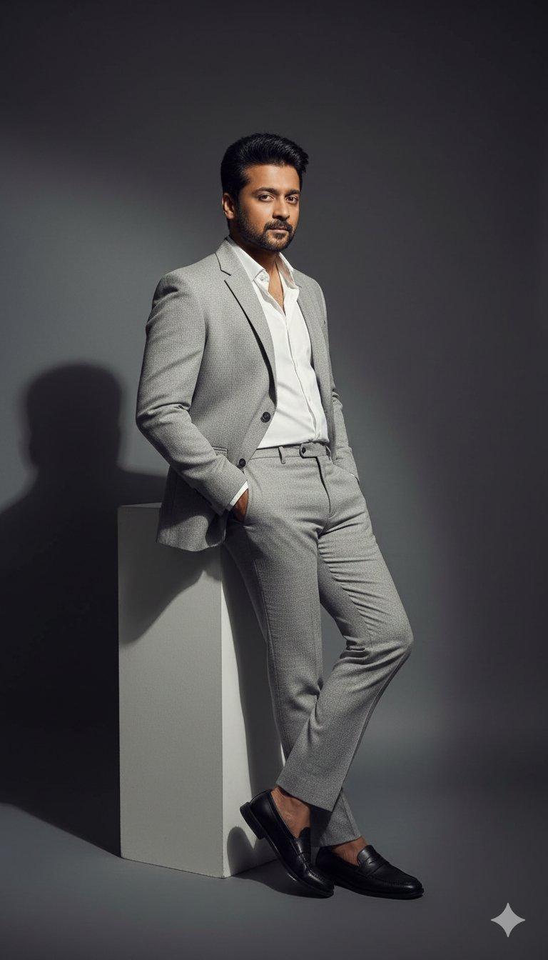 Pedestal lean editorial male portrait: GPT Image 2 prompt