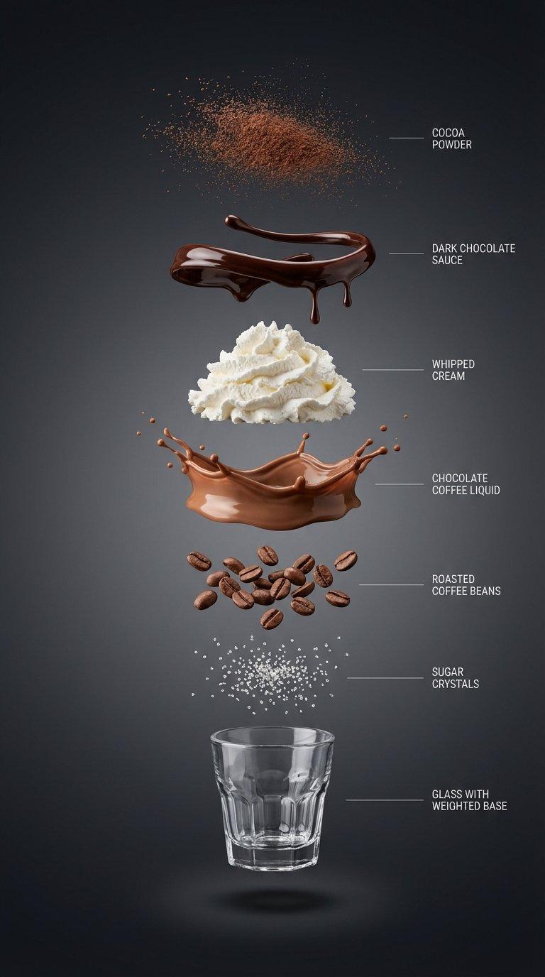 Chocolate coffee exploded shot: GPT Image 2 prompt