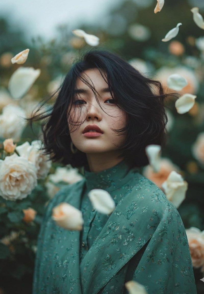 Ethereal garden teal dress portrait: GPT Image 2 prompt