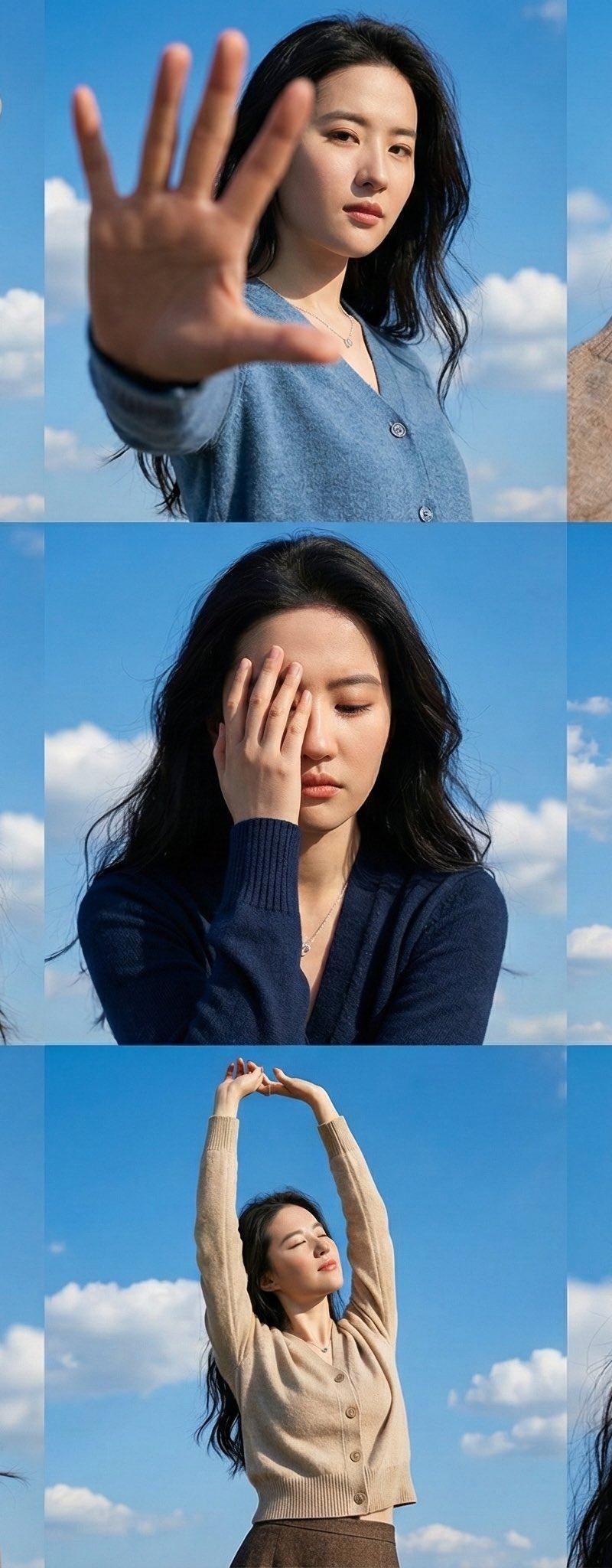 Blue sky 3x3 dynamic pose grid: GPT Image 2 prompt