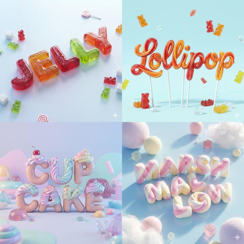 Candy-shaped 3D word render: GPT Image 2 prompt