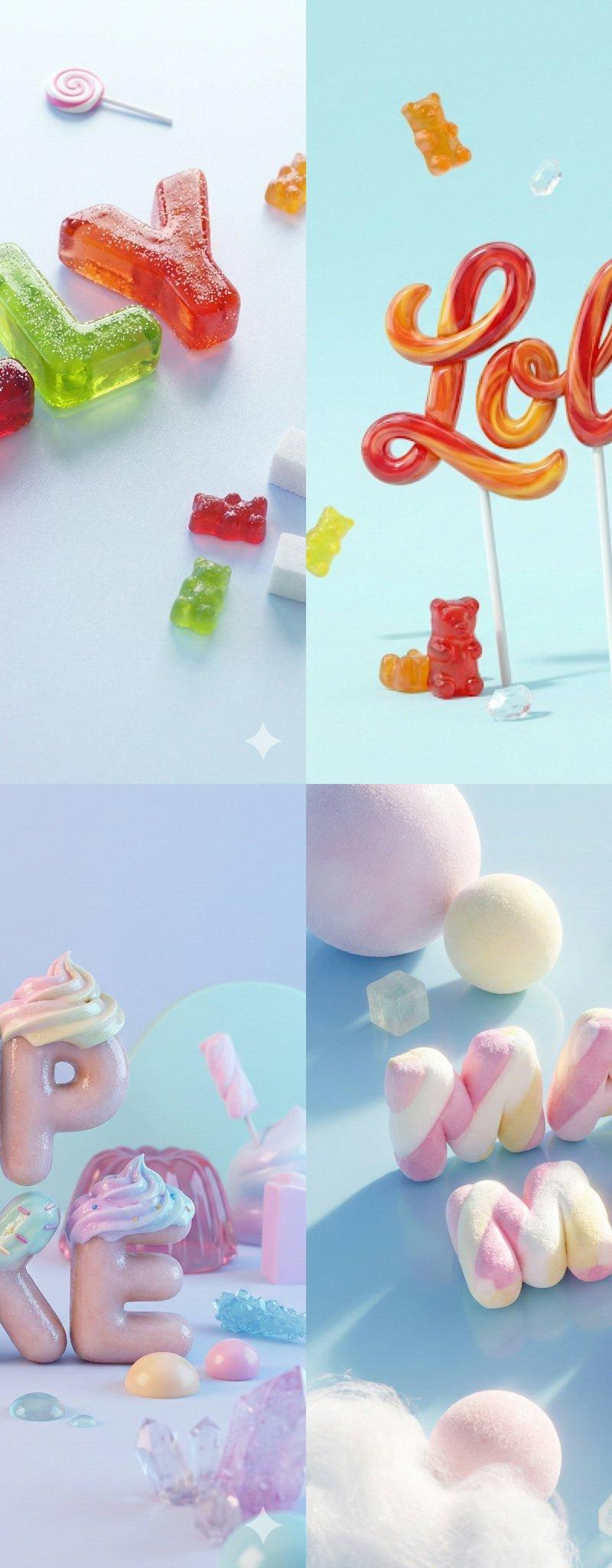 Candy-shaped 3D word render: GPT Image 2 prompt