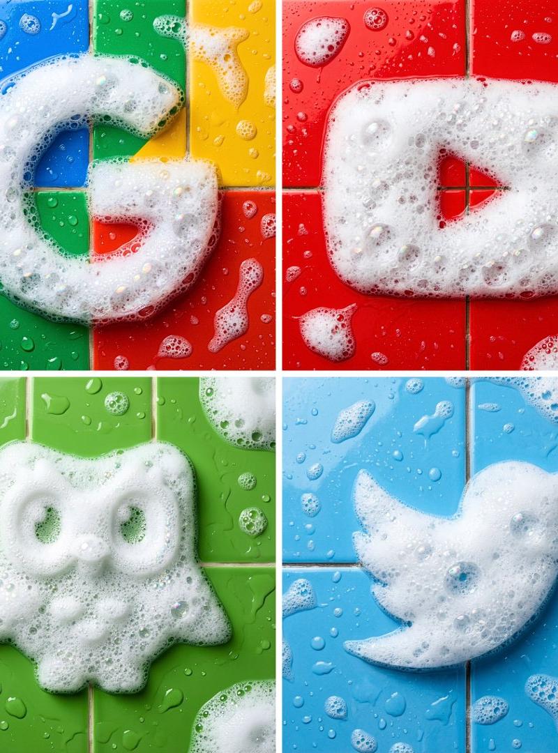 Soap foam logo bathroom tiles: GPT Image 2 prompt