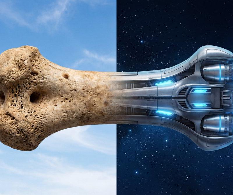 Bone-to-spaceship split scene: GPT Image 2 prompt