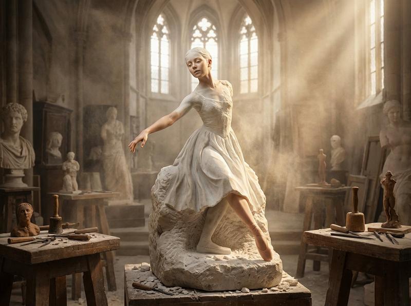 Half-finished marble sculpture awakening: GPT Image 2 prompt