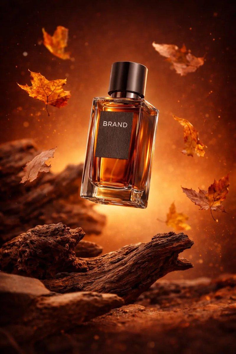 Floating perfume bottle autumn leaves: GPT Image 2 prompt