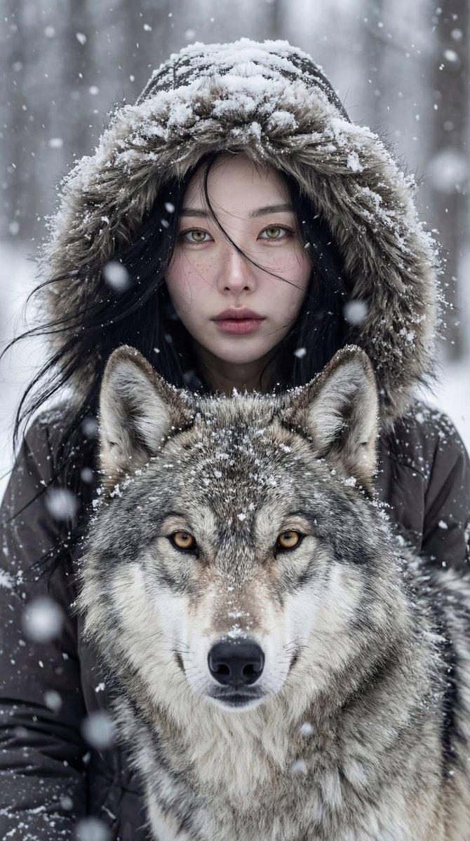 Winter portrait woman with wolf: GPT Image 2 prompt