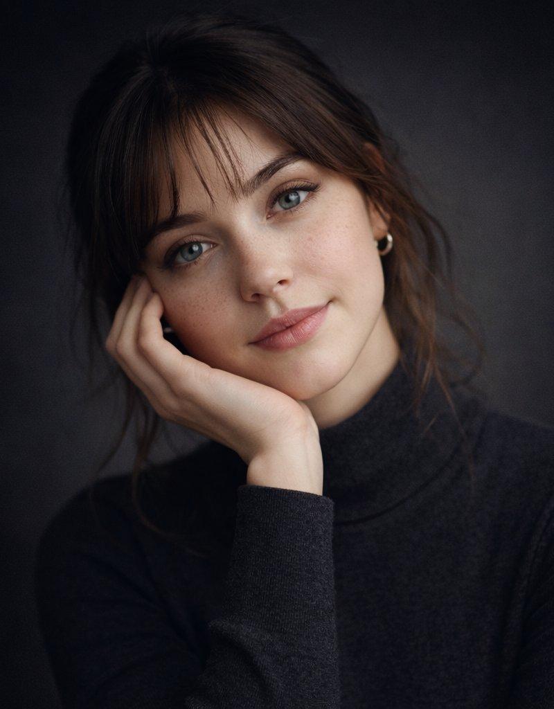 Gray turtleneck studio portrait: GPT Image 2 prompt