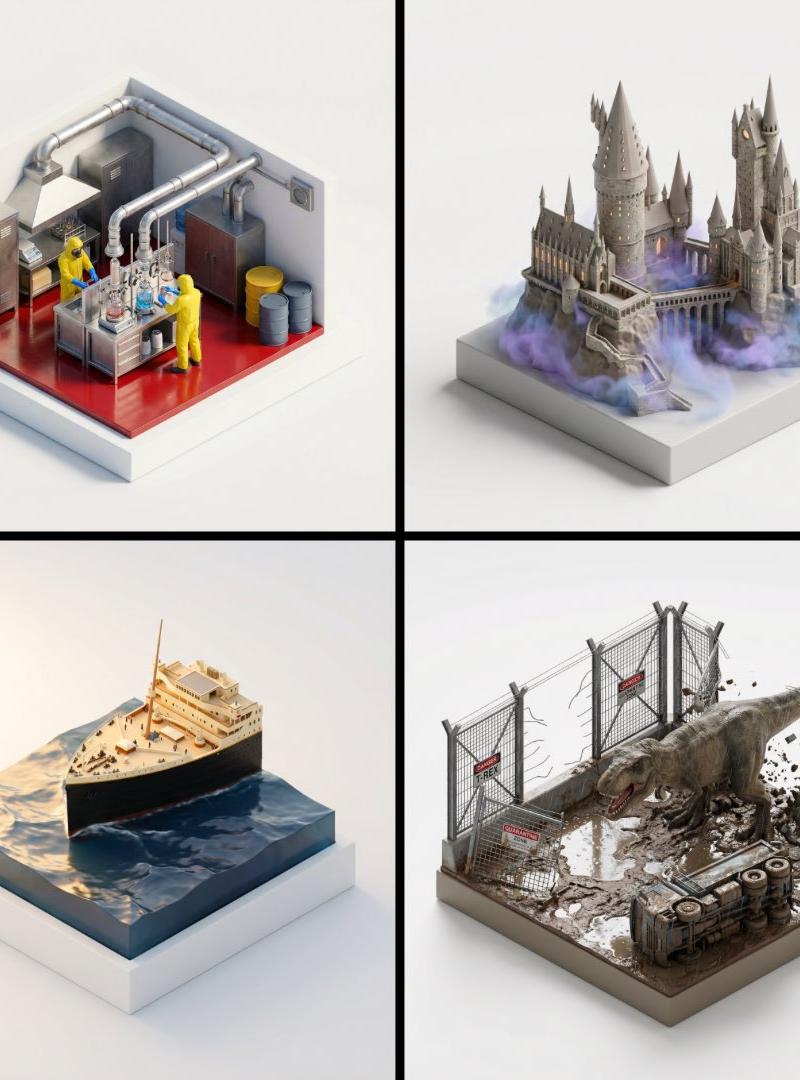 Movie scene isometric collectible diorama: GPT Image 2 prompt