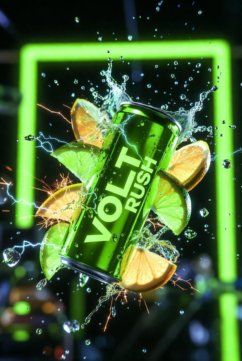 Volt Rush neon energy drink ad: GPT Image 2 prompt