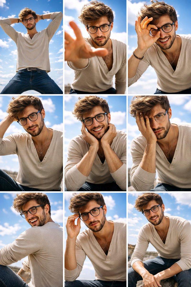 3x3 male lookbook pose grid: GPT Image 2 prompt