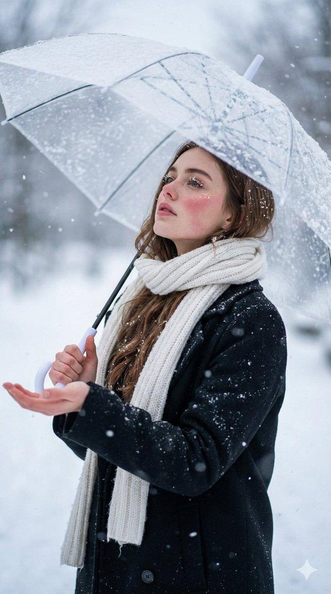 Snowfall umbrella portrait: GPT Image 2 prompt