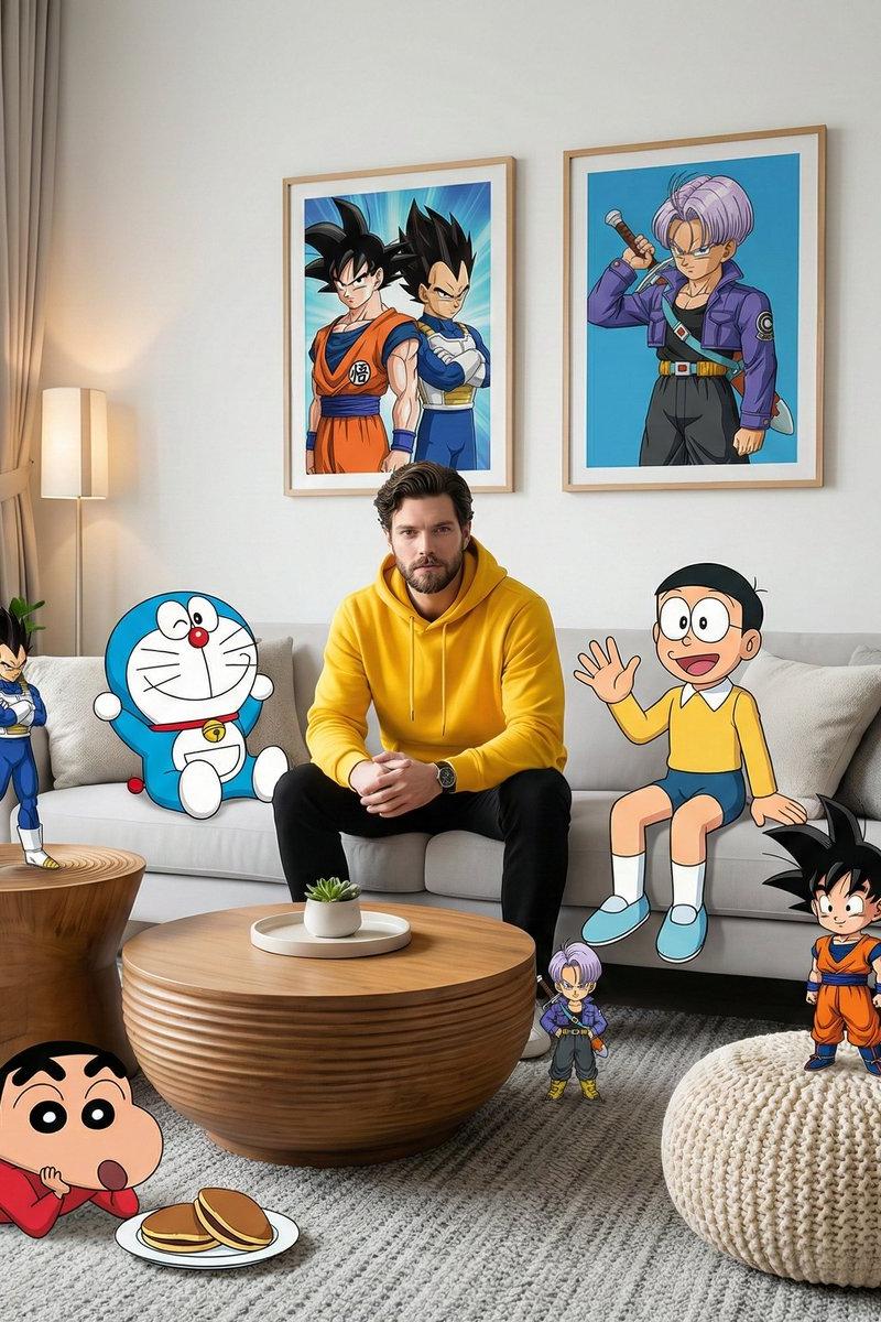 Anime living room composite: GPT Image 2 prompt