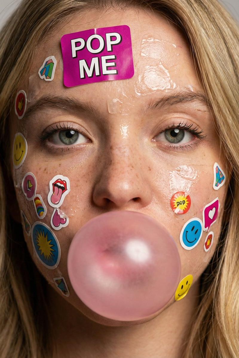 Sticker bubblegum face: GPT Image 2 prompt