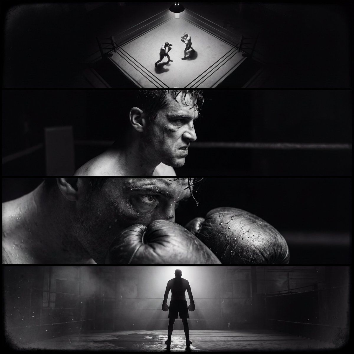 Film noir 4-panel boxer: GPT Image 2 prompt