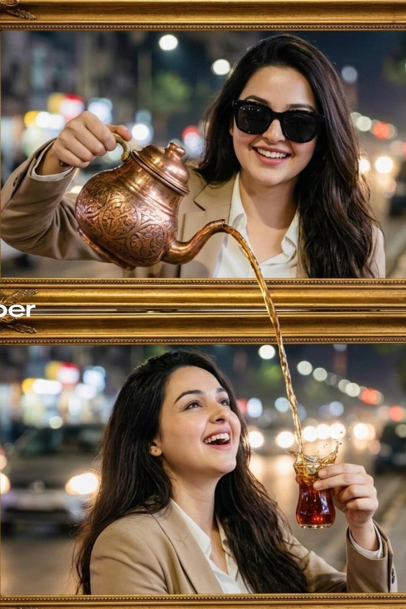 Two-frame Turkish tea pour: GPT Image 2 prompt