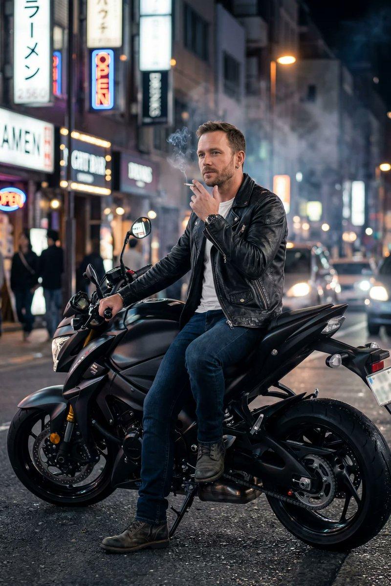 Man smoking on motorbike: GPT Image 2 prompt